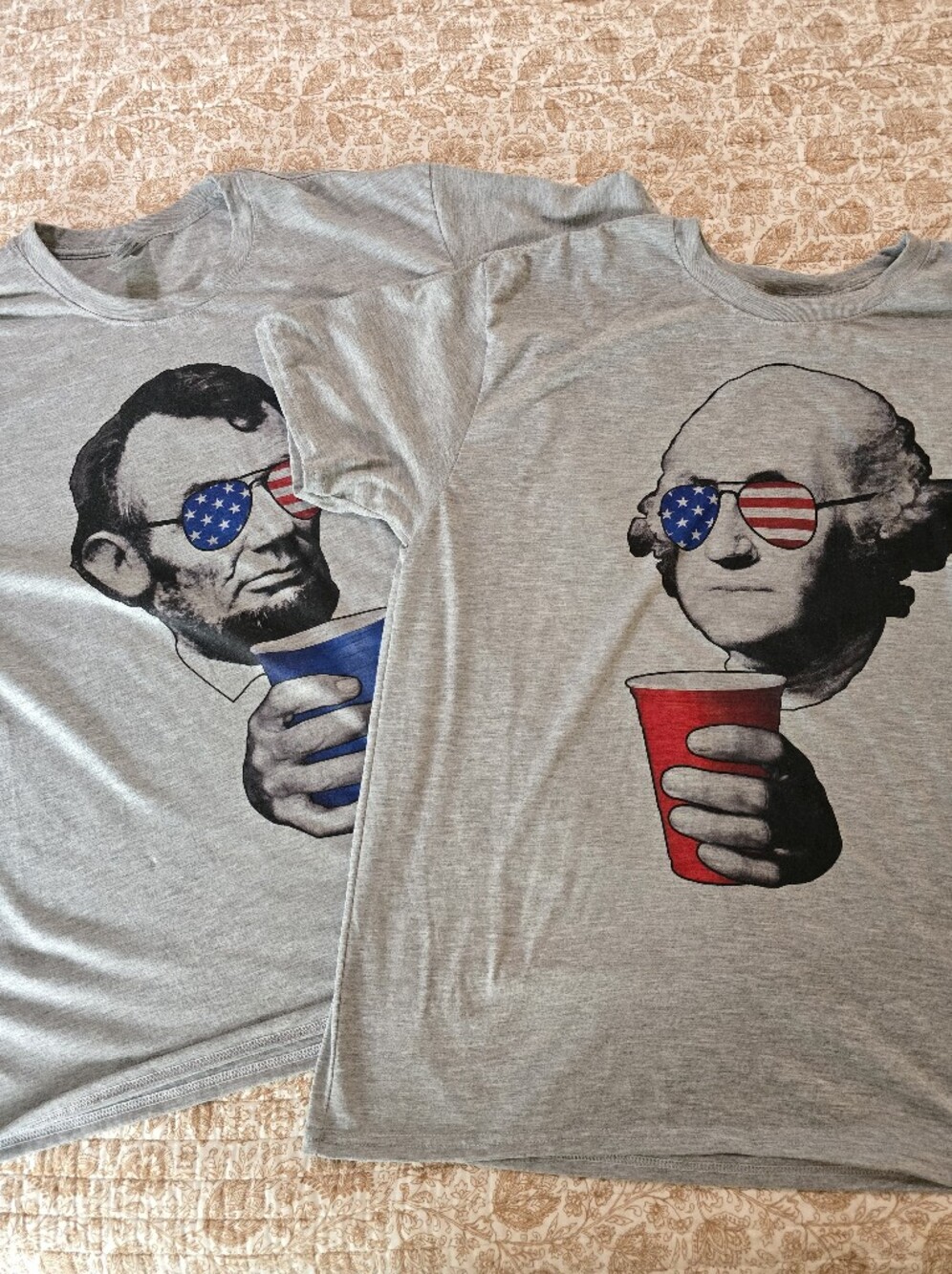 Matching Couples Fourth Of July Tees Washington And Lincoln, XL